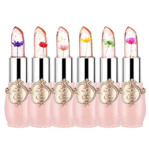 6-Piece Flower Jelly Lipstick Set - Color Changing Lip Balm
