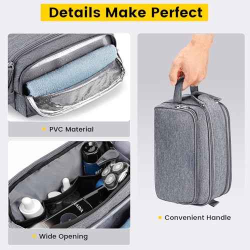 Vorspack Travel Toiletry Bag - Water Resistant Travel Bag for Toiletries, Cosmetics, Accessories, Gifts for Men - Grey