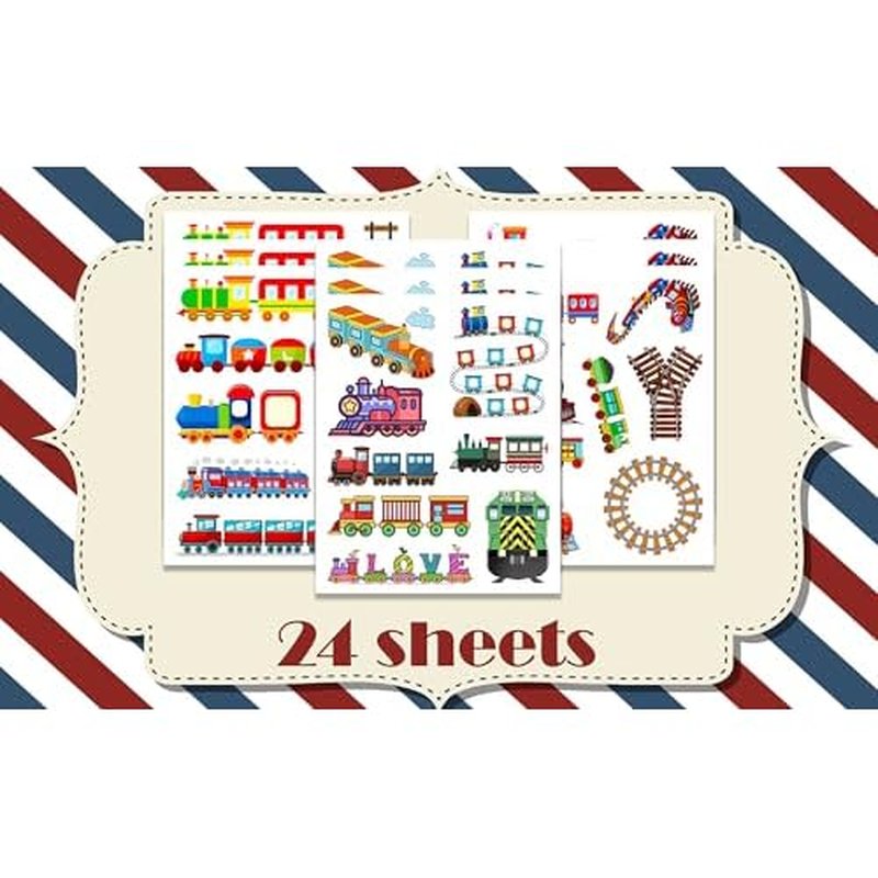 192PCS Colorful Train Tattoos Temporary Stickers Suitable for transportation Themed Birthday Party Favors Supplies Decorations Goodie Bag Stuffers (24 Sheets)