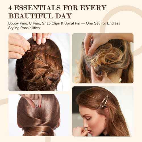 Bobby Pins Set Brown ? Hair Kit with U Shape Pins, Spiral Pin & Snap Clips, for Women & Girls, Ideal for Buns, Updos, Weddings & Parties
