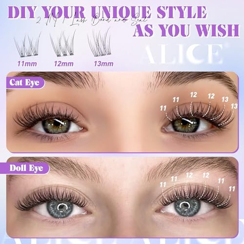 ALICE Natural Lash Clusters Kit - 162pcs Wispy Extensions 11-13mm