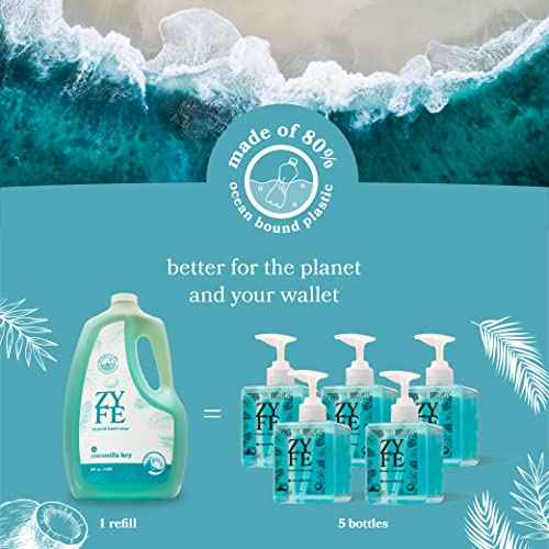 Vitamin infused Liquid Hand Soap Refill - Natural Plant Derived Moisturizing Handsoap with Essential Oil Fragrance Coconilla Key - Soft Hand Wash for Kitchen & Bathroom - Lush Soft Soap 64oz