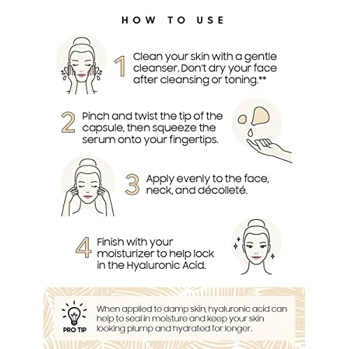Hyaluronic Acid Serum for Face, Anti Aging Serum for Fine Lines & Wrinkles, Hydrating Glow, Face Moisturizer Plump & Repair Dry Skin, Unscented, 30 Capsules