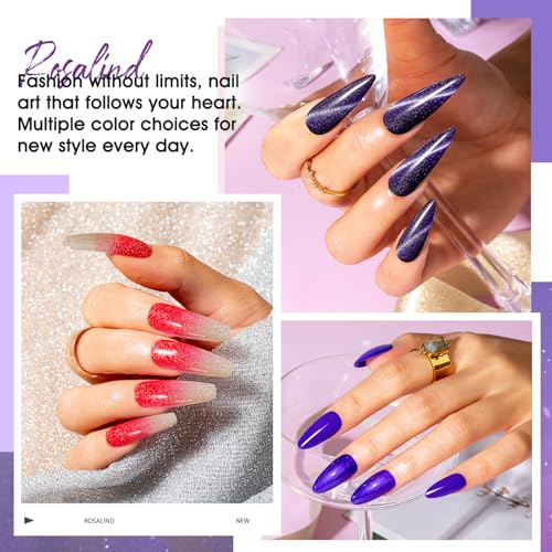 ROSALIND 24Pcs Cat Eye Gel Nail Polish Set with Base & Top Coats