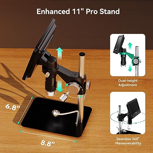 Opqpq ODM701 7" LCD Digital Microscope, Full View Coin Microscope with Screen, Coin Magnifier with Light, Magnifying Glass for Collectors, Micro Soldering Microscope for Electronics Repair, 11" Stand