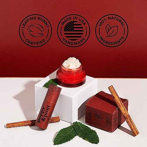 Poppy & Pout Cinnamint Jumbo Lip Balm | All Natural Lip Balms & Moisturizers | Hydrates with Beeswax, Vitamin E, Organic Coconut Oil | Cruelty-Free | Lip Balm in Recyclable Cardboard Tube