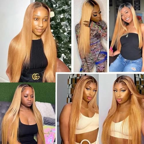 Ombre Straight Human Hair Bundles 1B/27 Honey Blonde 3 Pack