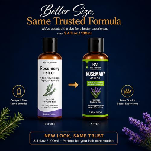 Bio Mystery Rosemary Oil for Hair Growth with Biotin & Argan - 3.5 Fl Oz