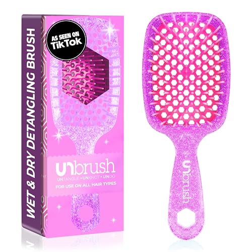 FHI Heat UNbrush Detangling Brush for Pain-Free Brushing on All Wet or Dry Hair Types — Durable DuoFlex Anti-Static Bristles, Lightweight Handle, Vented Hair Brush, Rose Quartz Pink