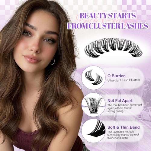 Lash Clusters 60D 300PCS Volume Cluter Eyalshes 9-16mm Wispy Eyelash Clusters Lashes D Curl DIY Lash Exyension Soft Individual Lashes Clusters By WENDY LASHES