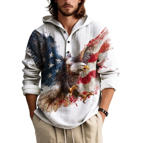 BIVENANT Men's Button Hoodie Aztec Ethnic Graphic Pullover