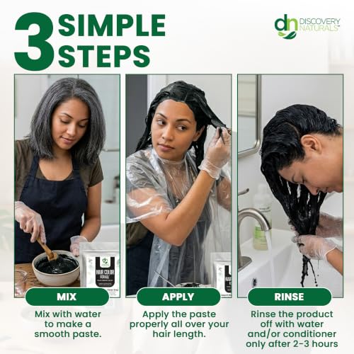 Midnight Black Henna Hair Color Kit - Natural Dye Powder