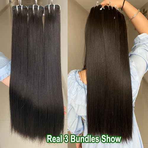 16A Straight Raw Bundles Human Hair,Triple Lifespan Than Regular Virgin Hair,Keep Texture Silky Soft,3 Raw Bundles Human Hair Straight Quick Weave 10 12 14 Inch