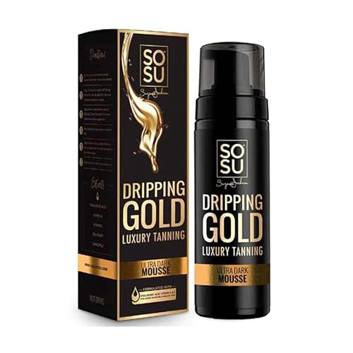 Dripping Gold Luxury Tanning Mousse 5 Oz! Formulated with Hyaluronic Acid, Vitamins A & E! Vegan Friendly, Cruelty Free And Paraben Free! Choose Medium, Dark Or Ultra Dark! (Ultra Dark)