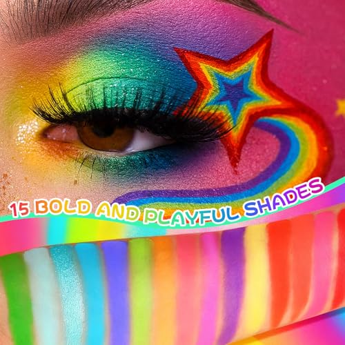 UCANBE Fruit Punch 15-Shade Eyeshadow Palette - Neon Rainbow Shimmer