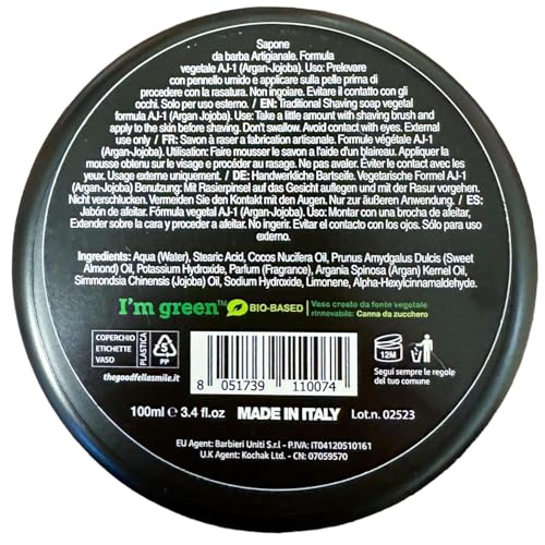 The Goodfellas' Smile, SAVAGE (Bergamot & Lemon), Luxury Italian Shaving Soap, Formulated for Use with A Shaving Brush, Made in Italy