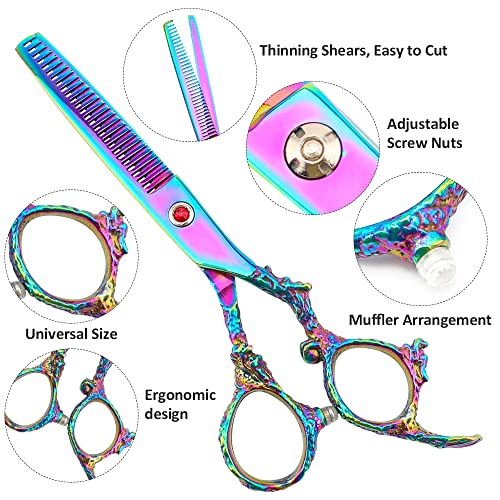 Professional Hair Cutting Scissors Sets Multifunctional Thinning Scissors Straight Shears Tools Stainless Steel Salon Barber Hairdressing Scissors for Men Women Home Use