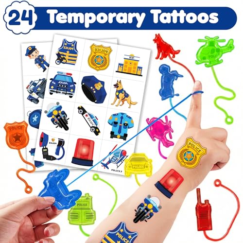 48 Pc Police Party Favors Kit - Stick Hands & Tattoos