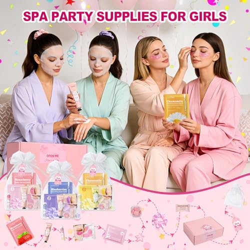 110 PCS Spa Party Supplies for Girls, Includes Face Masks, Hand Cream, Lip Balm, Eye Patches, Lip Mask & Soap Sheets, Ideal Bulk Sleepover & Birthday Party Favors for Women & Girls