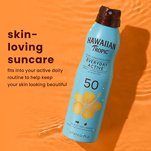 Hawaiian Tropic Everyday Active Spray & Lotion Sunscreen SPF 50 Twin Pack, 6oz Spray & 8oz Lotion