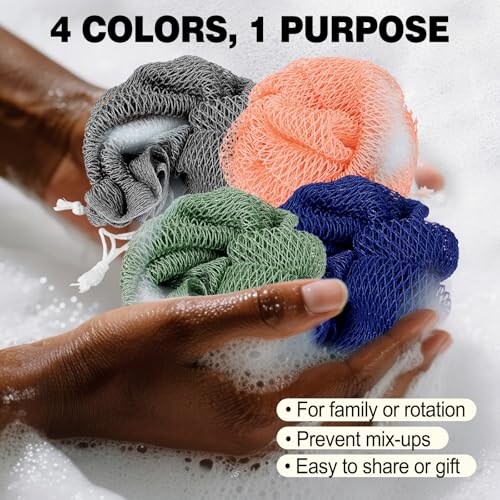 African Net Sponge 4-Pack - 42 Inch Exfoliating Bath Sponges