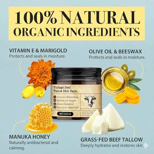 Grass-Fed Beef Tallow Honey Balm - Face & Body Moisturizer, 2 oz
