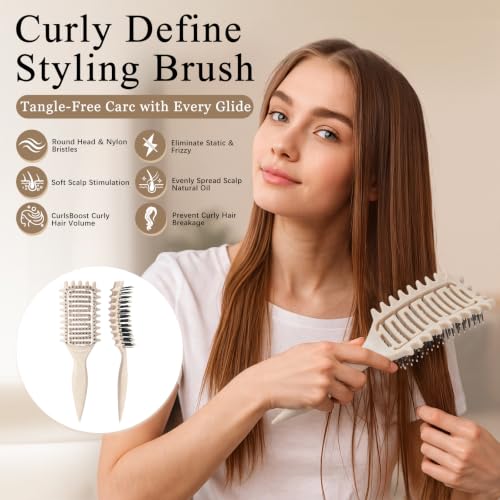 Yingbtr Curl Defining Detangling Hair Brush for Curly & Wavy Hair