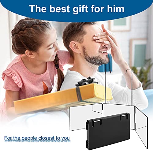 3-Way Mirror for Self Hair Cutting | 360° Haircut Mirror with Adjustable Hooks