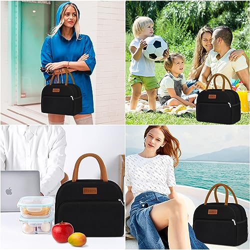 Coobiiya Lunch Bag Women, Lunch Box Lunch Bag for Women Adult Men, Small Leakproof Cute Lunch Tote Large Capacity Reusable Insulated Cooler Lunch Container for Work/Office/Picnic/Travel-Daffodil