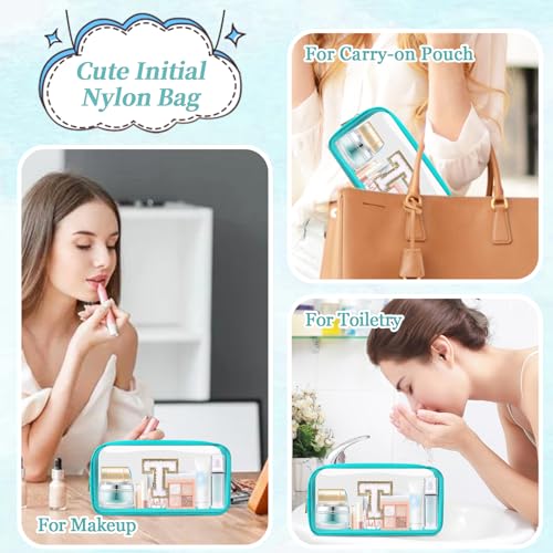 Personalized Initial Clear Makeup Bag, TSA-Approved Travel Toiletry Pouch