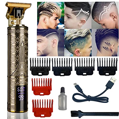Hair Clippers for Men, Zero Gapped T-Blade Hair Trimmer with 3 Speed Adjustment LED Display, Rechargeable Cordless Grooming Kit for Men