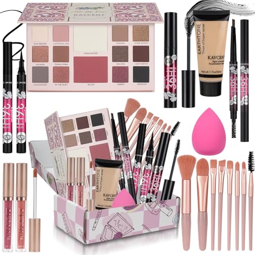 KAVCENT Teen Makeup Kit with 14-Color Palette & Brushes