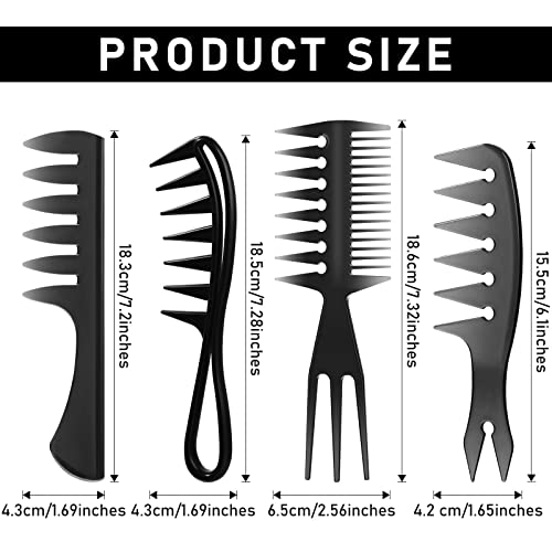 Sieral 4-Piece Wide Tooth Hair Styling Combs Set for Men & Women