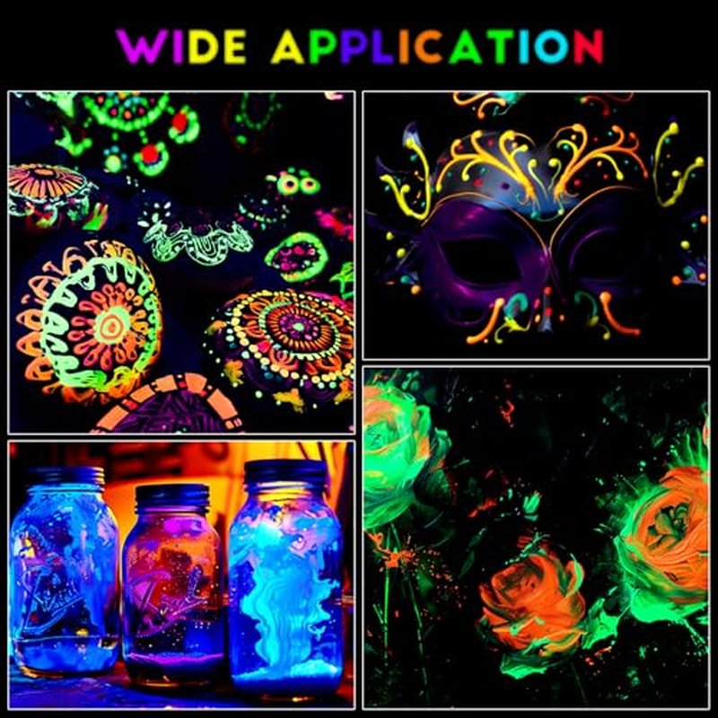 Glow in the Dark Fabric Paint Set - 12 Neon Colors, 20ml Each