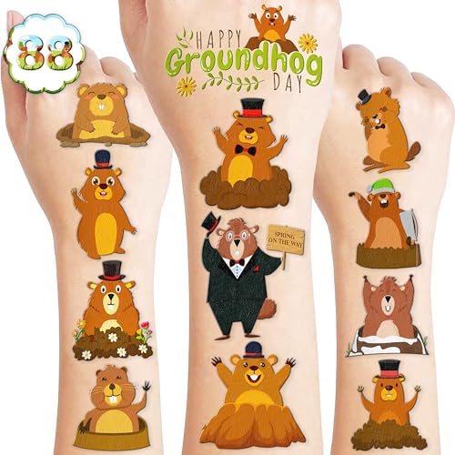 Groundhog Day Temporary Tattoos - 96PCS Party Favors