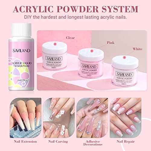 SAVILAND Essentials Acrylic Nail Kit with Drill: Professional Nails Kit Acrylic Set with Everything U V Light Gel Polish Nail Glue Tips Nail Art Supplies for DIY Home Salon