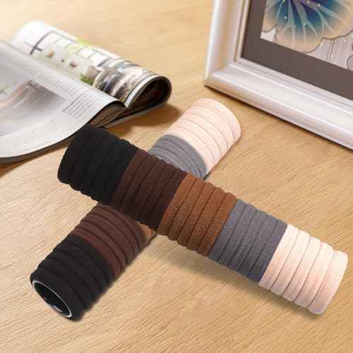 Hair Ties, 100 PCS Hair Ties No Damage for Soft Seamless Cotton & Elastics Ponytail Holders, Hair Bands for Thick Hair, Hair Accessories for Girls & Women