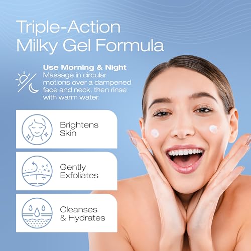 CleanSkin Brightening Facial Cleanser Exfoliating Face Wash with Hyaluronic Acid that Help Removes Dirt, Oil and Make-up, Fragrance-free, Paraben Free, 6.7 Oz