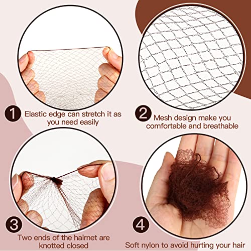 Brown Hair Net & U-Pins Set (20 Nets + 40 Pins)