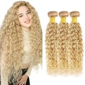 613 Blonde Curly Hair Bundles - 3 Packs, 8A Brazilian Remy Hair