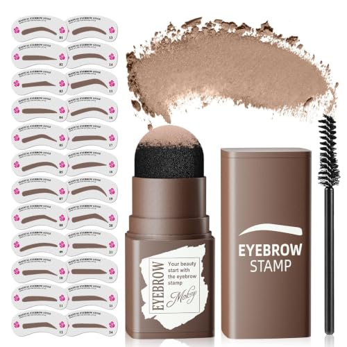 Eyebrow Stamp Kit with 24 Reusable Stencils & Brush