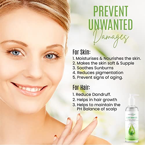 Aloe Vera Gel with Witch Hazel, Vitamin C, and Vitamin E - Skin Soothes, Moisture, and Repair Formula for Face and Body - Nutrient-Rich, Organic 100% Pure Aloe Vera - 12 FL OZ