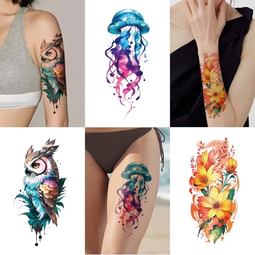 77 PCS Temporary Tattoos for Adults & Kids - Realistic Animal & Flower Designs