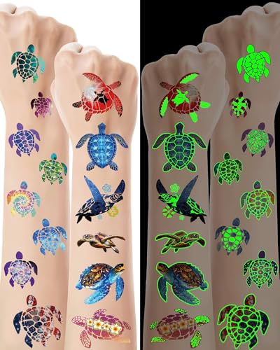 Luminous Turtle Temporary Tattoos Glow Dark 168 Pieces