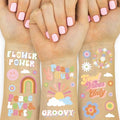 xo, Fetti Groovy 70s Temporary Tattoos - 48 Glitter Styles | Flower Power Birthday Party Supplies, Good Vibes Only Favors, Smiley, Rainbow Arts and Crafts