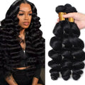 Natural Black Loose Wave Human Hair Bundles - 26-30 Inch