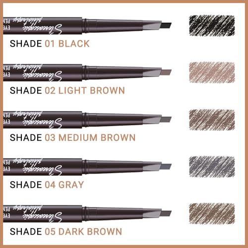 Eyebrow Retractable Pencil Set - 12 Pcs Triangle Tip Dual-Sided