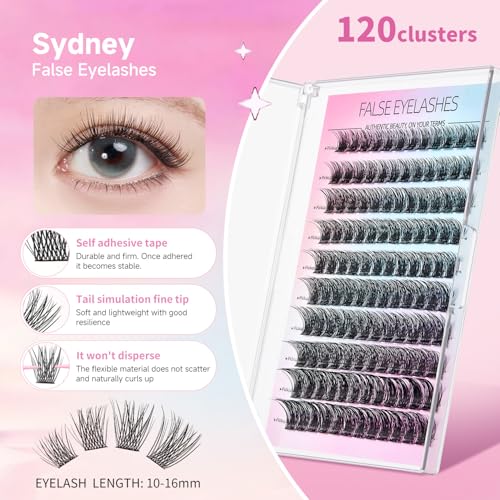 Self-Adhesive Eyelash Clusters 120PCS - Pre-Glued No Glue Needed