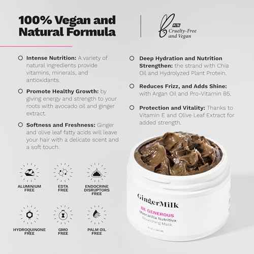 Deep Repair Hair Mask for Dry and Curly Hair ? Castor Oil, Biotin, Ginger ? Sulfate-Free ? Be Generous by Ginger Milk ? 8 oz