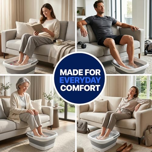 Collapsible Foot Bath with Massage Rollers - Portable Soaking Tub